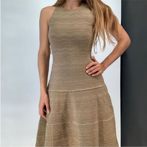 Ralph Lauren black label Elegant Tan Dress with Cardigan, L - Picture 3 of 14